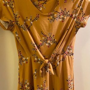Yellow Dress with Floral Design